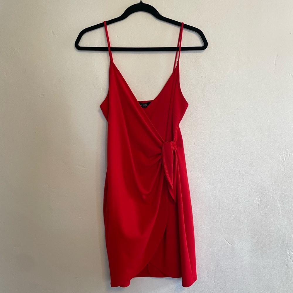 Red Faux-Wrap Mini Dress